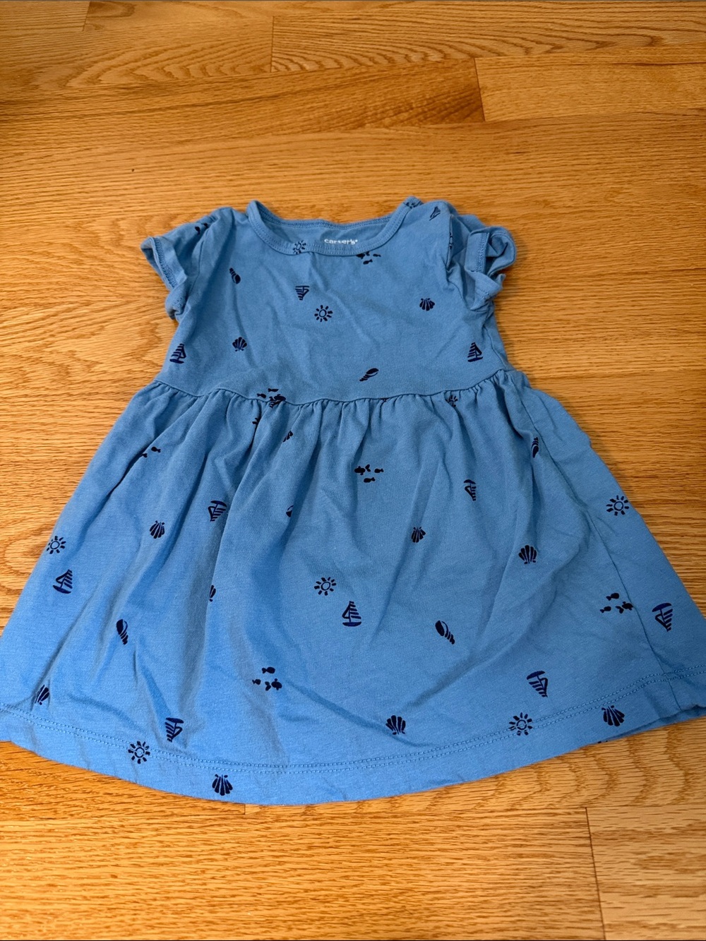 Carter's Light Blue Dress with Navy Nautical Print